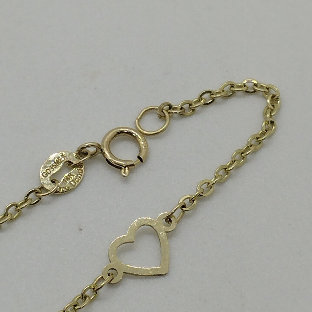PULSERA ESPECIAL CON CORAZONES 14K 18 CM 1.3 GR (NUEVO)