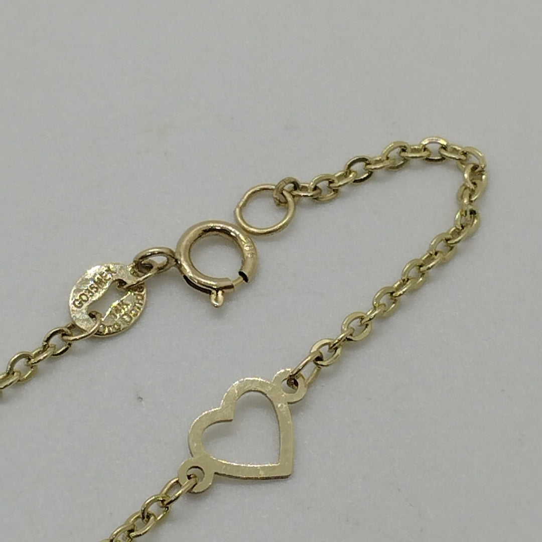 PULSERA ESPECIAL CON CORAZONES 14K 18 CM 1.3 GR (NUEVO)