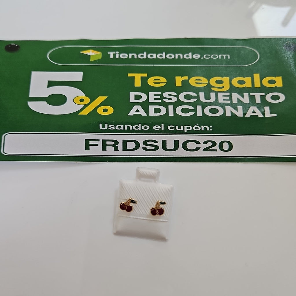 BROQUELES BROQUE FIG CEREZA C ESMALTE 14K 0.2203 GR (NUEVO)