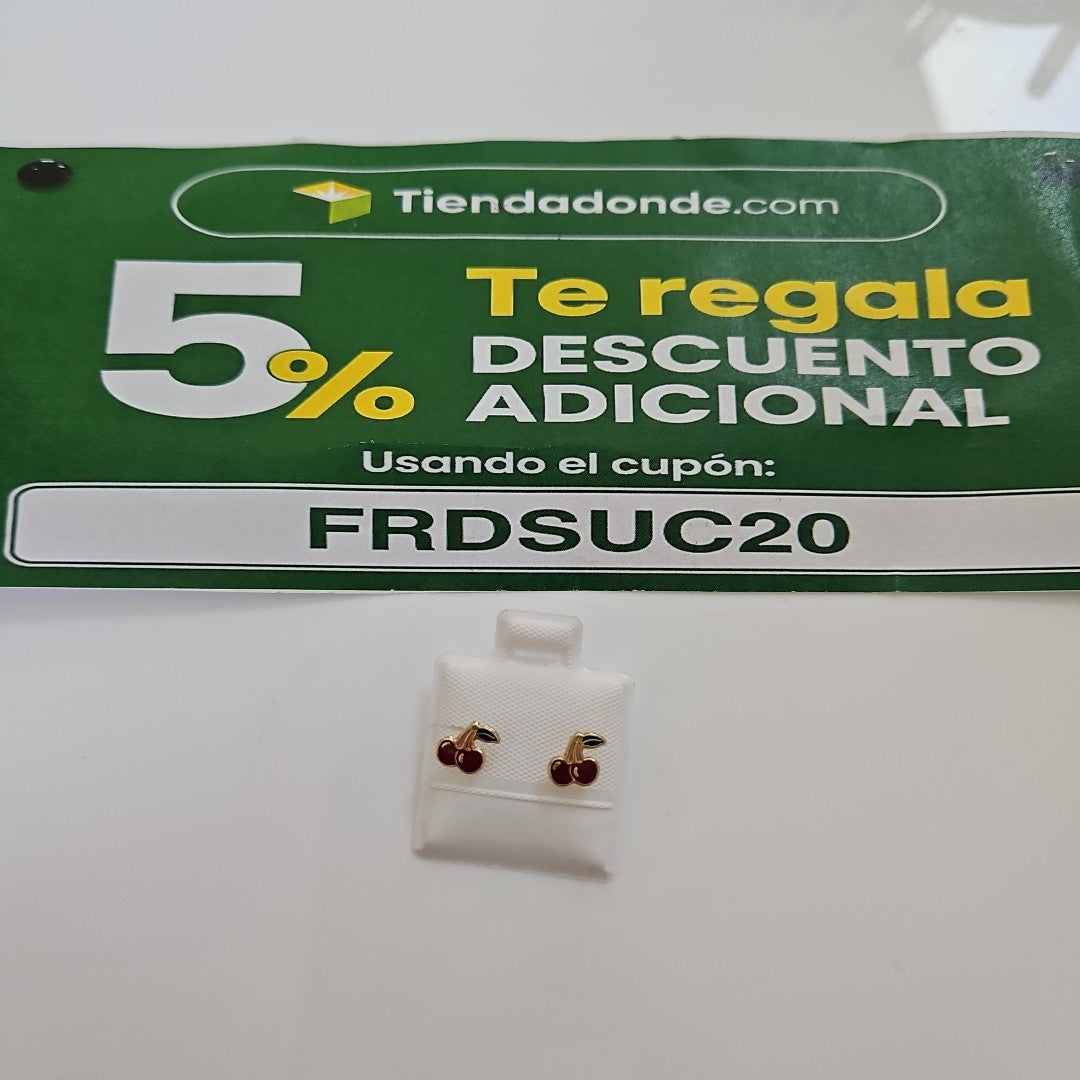 BROQUELES BROQUE FIG CEREZA C ESMALTE 14K 0.2203 GR (NUEVO)