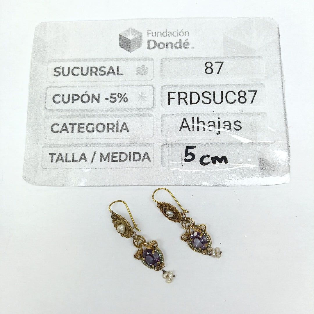 ARETES PAR ORO 8 K 5.6 GRMS (SEMINUEVO)