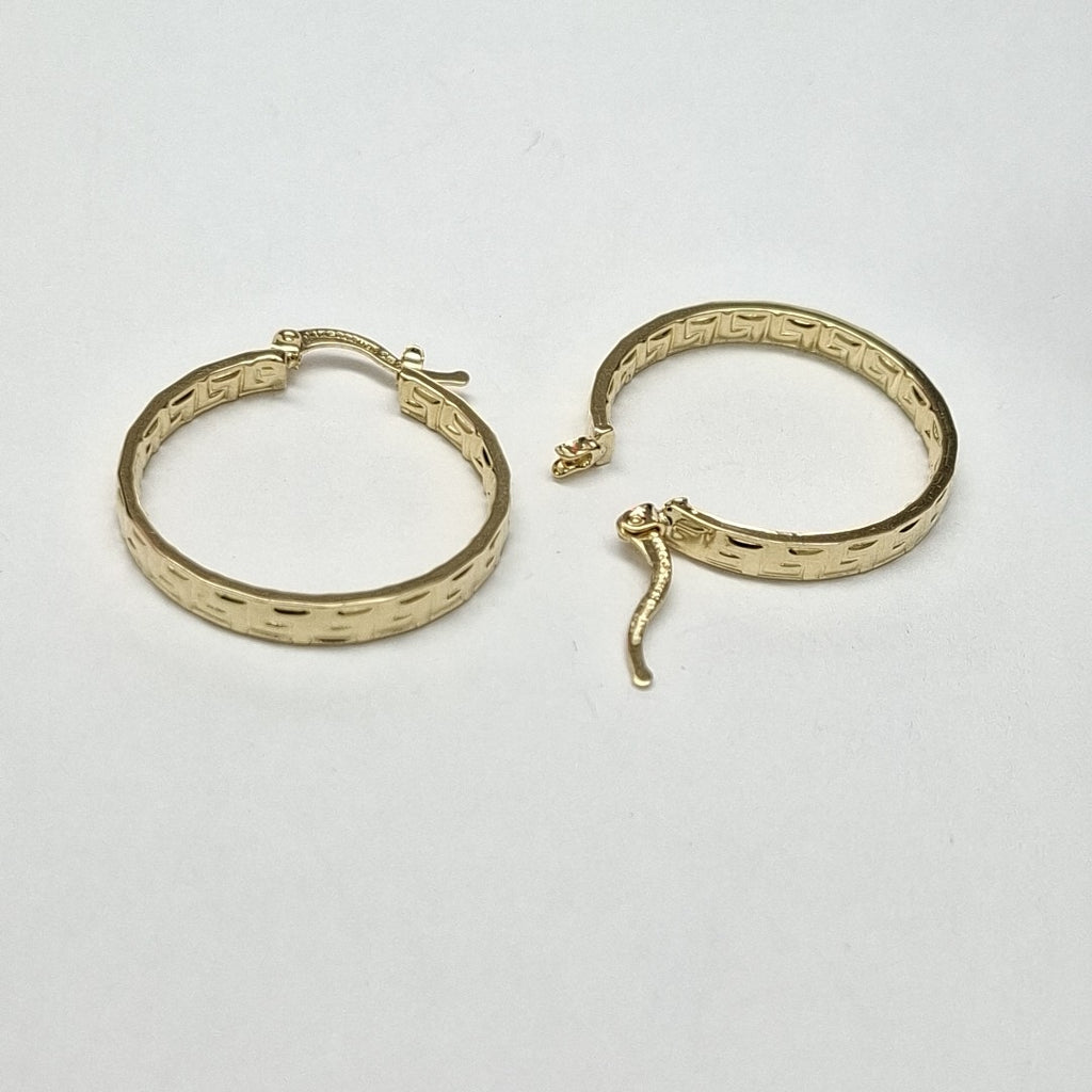 ARETES TEJIDO ARRACADA CON GRECAS 14K 2.7 GR (NUEVO)