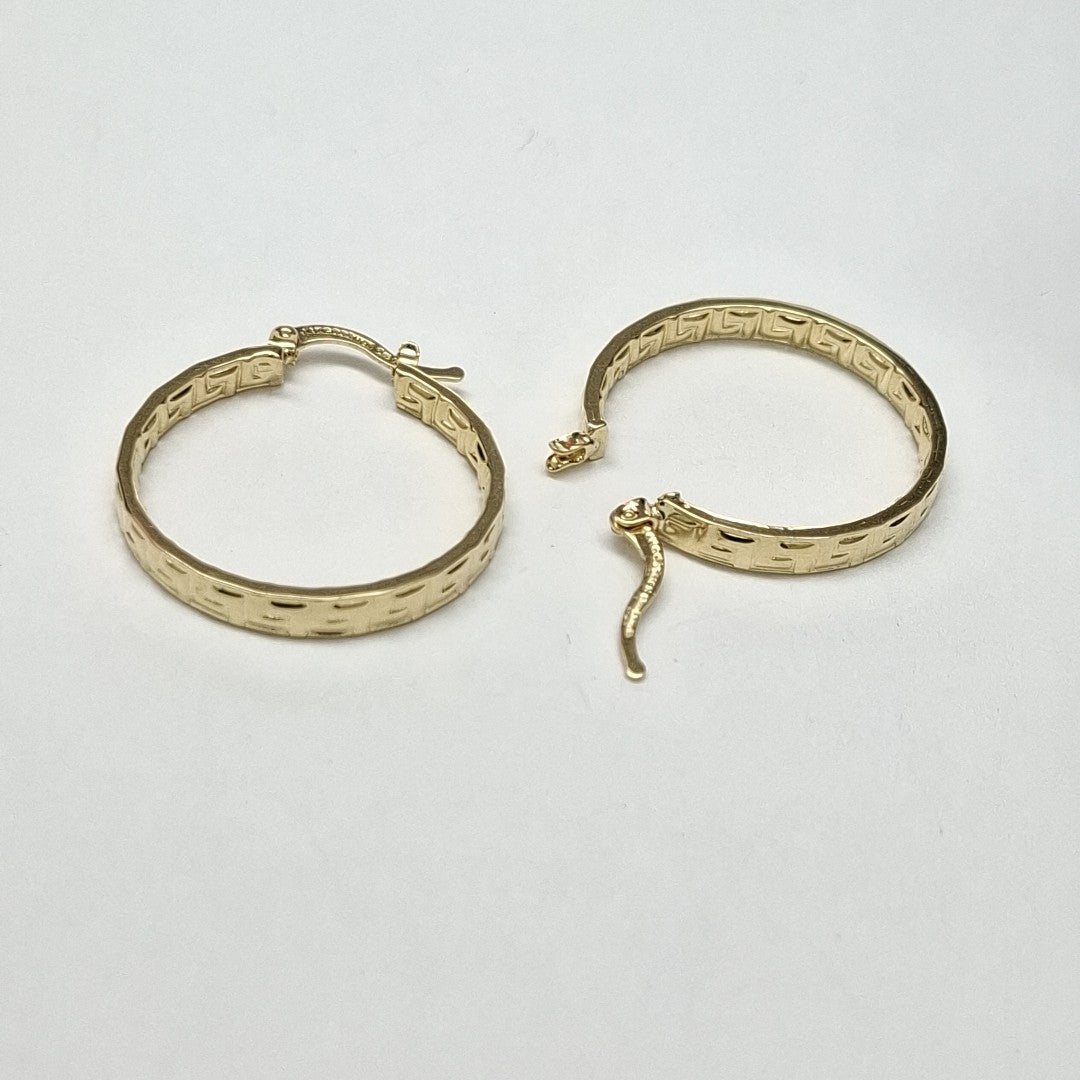 ARETES TEJIDO ARRACADA CON GRECAS 14K 2.7 GR (NUEVO)