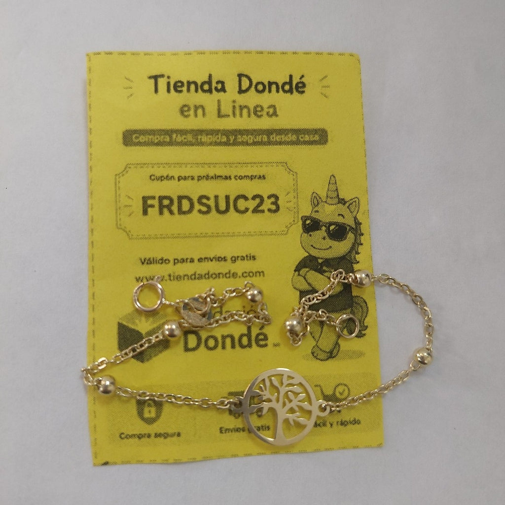 PULSERA TEJIDO ESPECIAL ARBOL 14K 18 CM 1.8 GR (NUEVO)