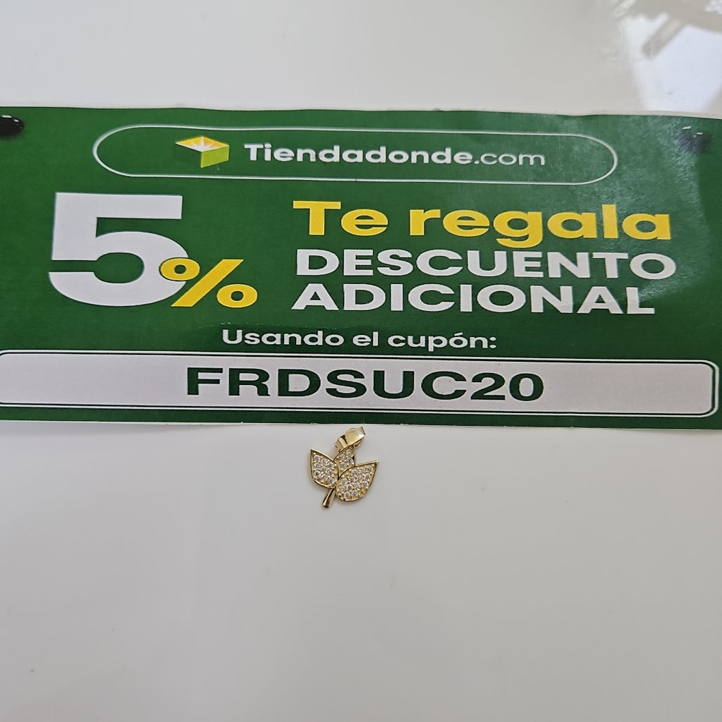 DIJE TEJIDO HOJAS CON CIRCONIAS 14K 1 GR (NUEVO)