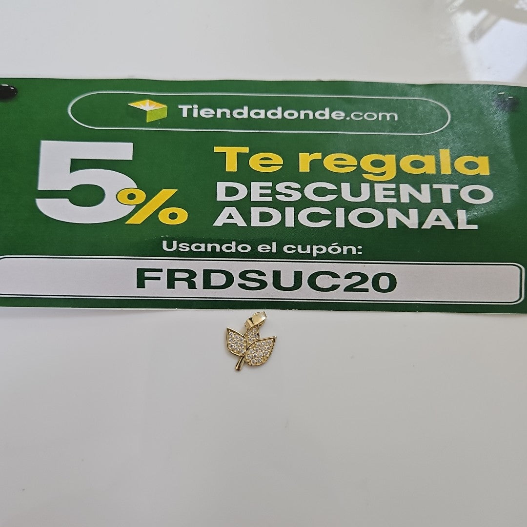 DIJE TEJIDO HOJAS CON CIRCONIAS 14K 1 GR (NUEVO)