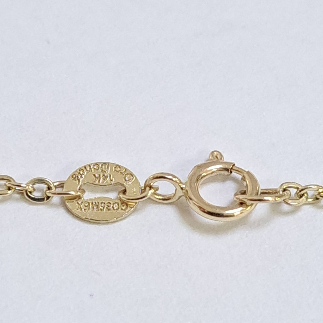 PULSERA TEJIDO ESPECIAL CON MANDALA 14K 18 CM 1.3 GR (NUEVO)