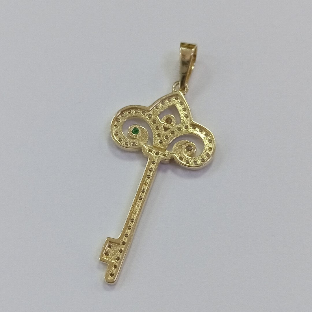 DIJE LLAVE C CIRCONIAS 14K 1.6 GR (NUEVO)