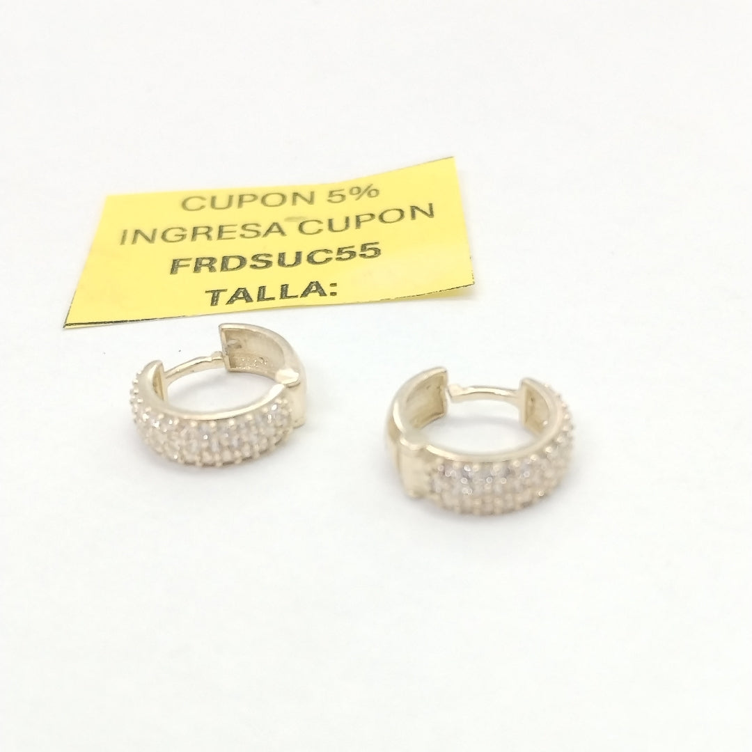 ARETES HUGGIE CON CIRCONIAS 14K 2 GR (NUEVO)