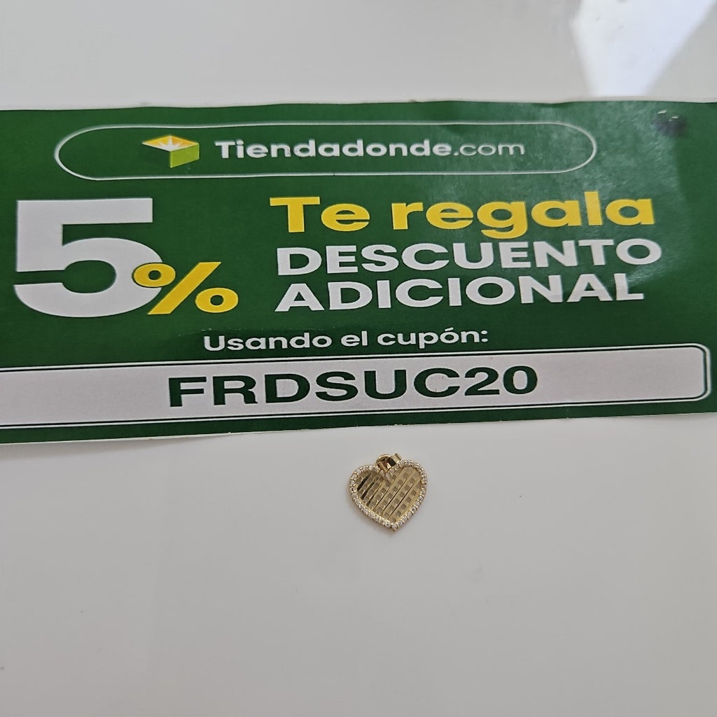 DIJE TEJIDO CORAZON CON CERCO DE CIRCONIAS 14K 1.2 GR (NUEVO)
