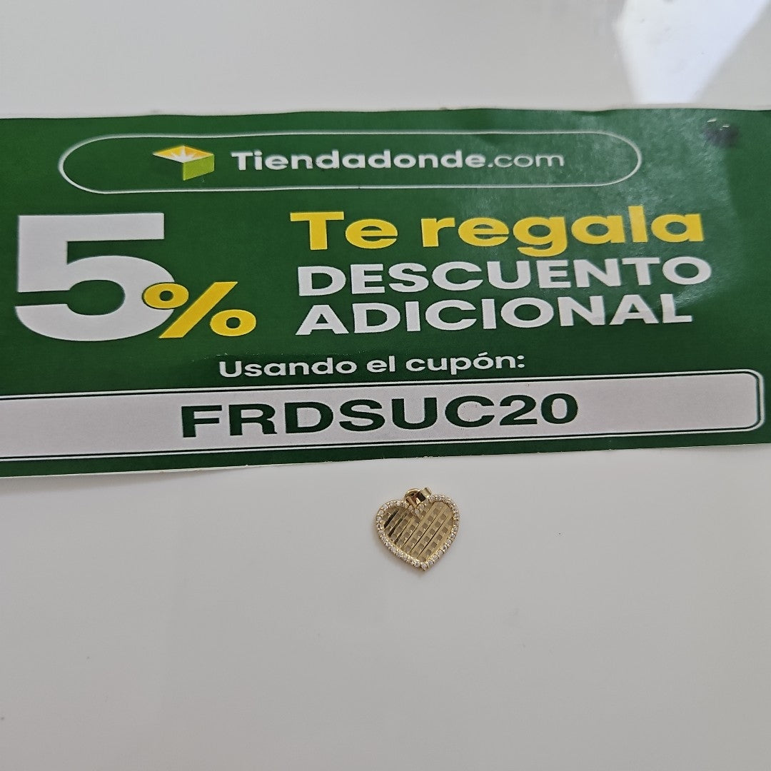 DIJE TEJIDO CORAZON CON CERCO DE CIRCONIAS 14K 1.2 GR (NUEVO)