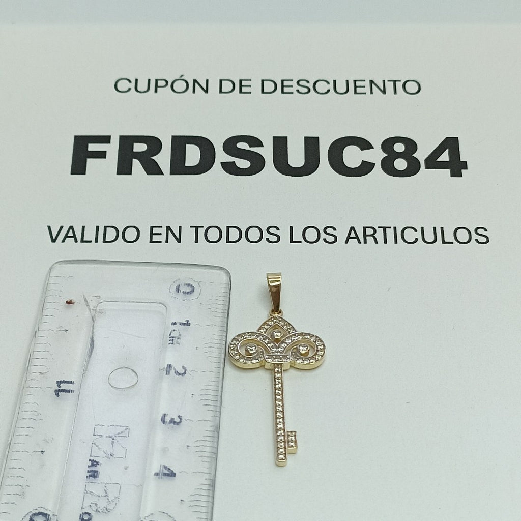 DIJE LLAVE C CIRCONIAS 14K 1.6 GR (NUEVO)