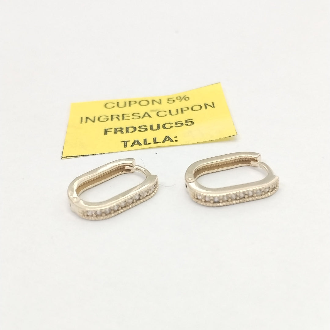 ARETES HUGGIES OVALADA C CIRCONIAS 14K 2.3 GR (NUEVO)
