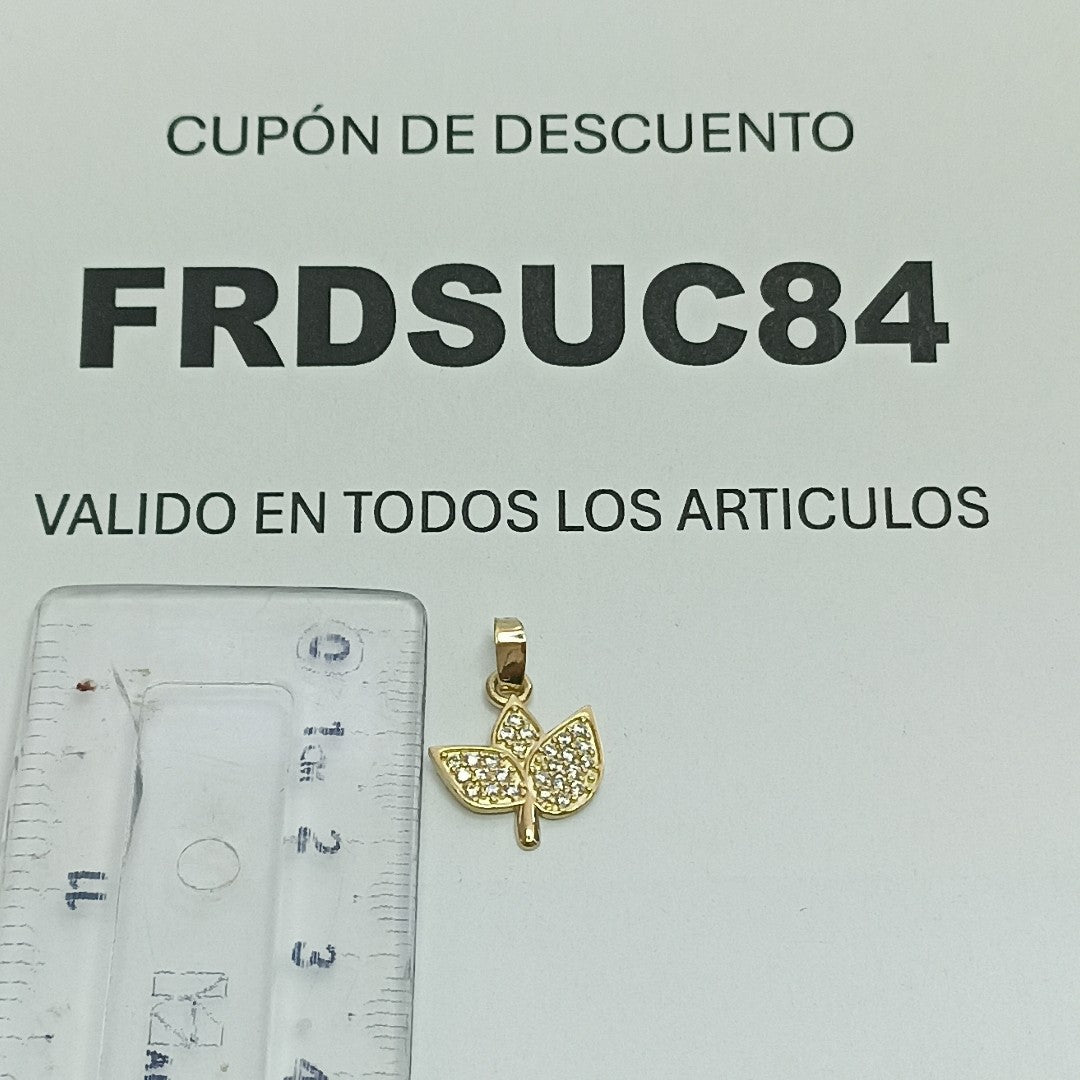DIJE TEJIDO HOJAS CON CIRCONIAS 14K 1 GR (NUEVO)