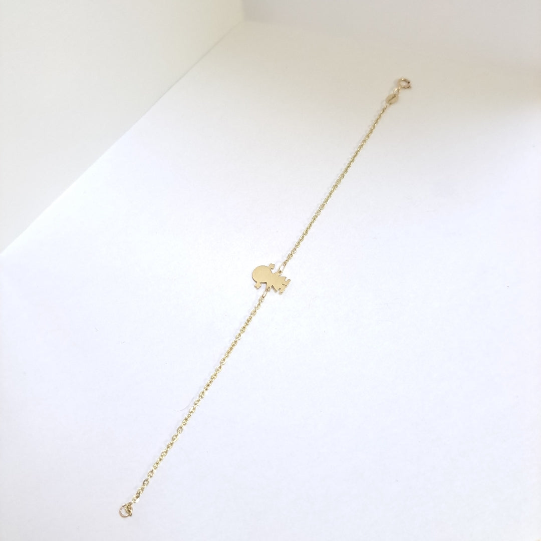 PULSERA ESP CON DIJE DE NIÑA 14K 18 CM 1.4 GR (NUEVO)