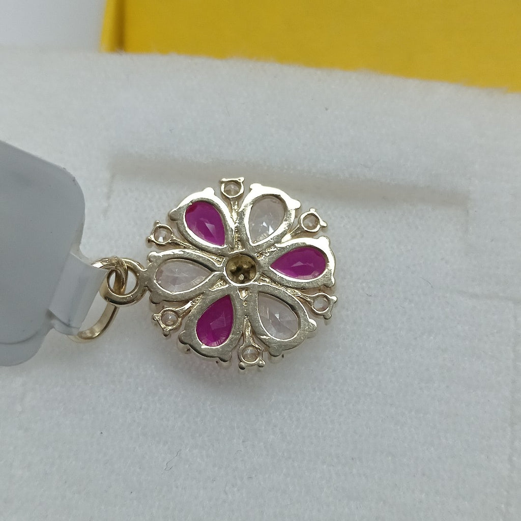 DIJE FLOR CIRCONIAS Y PIEDRAS DE COLOR 14K 2.8 GR (NUEVO)