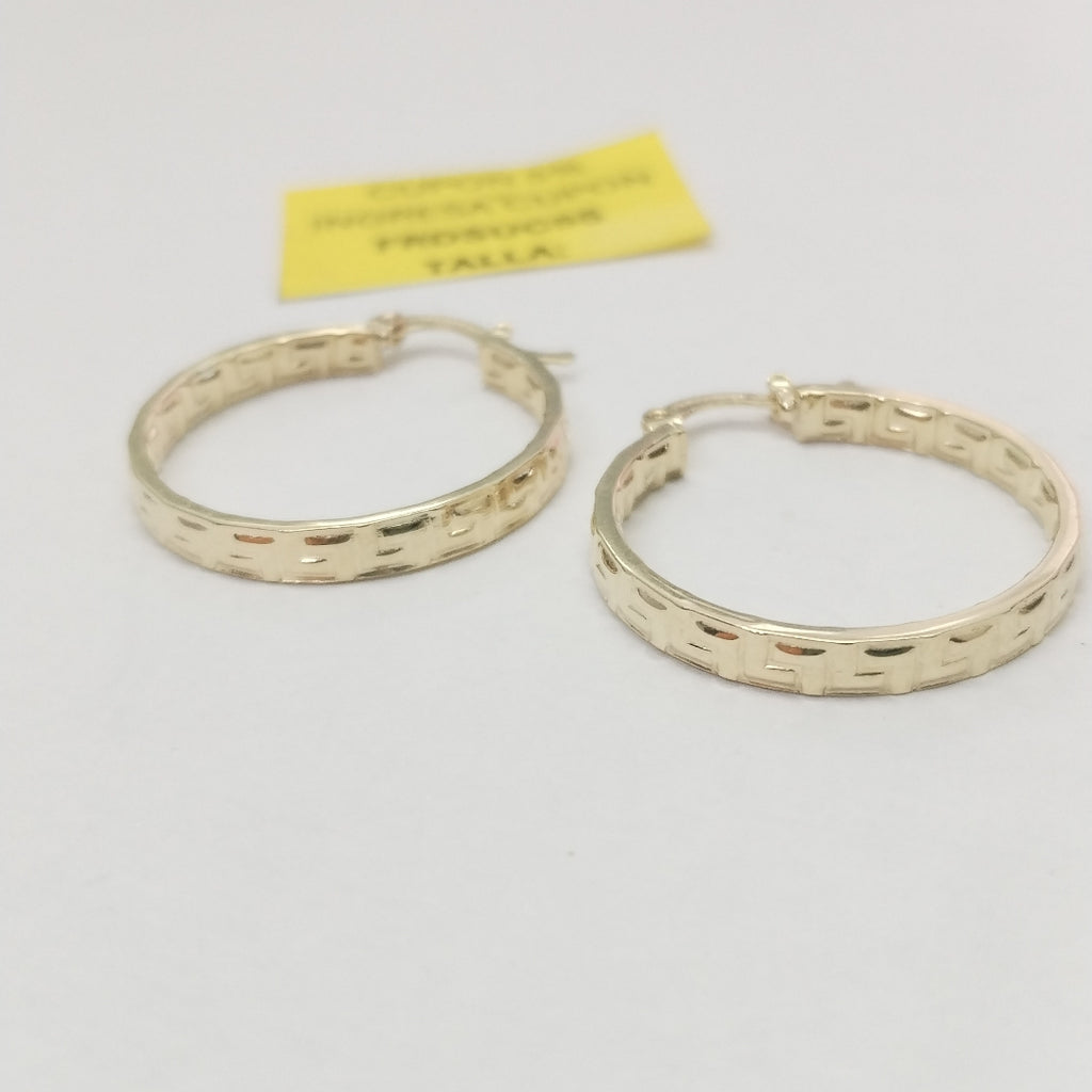 ARETES TEJIDO ARRACADA CON GRECAS 14K 2.7 GR (NUEVO)