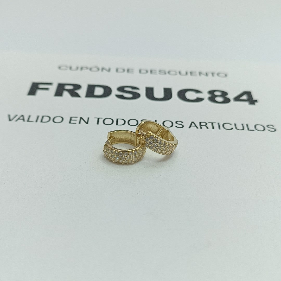 ARETES HUGGIE CON CIRCONIAS 14K 2 GR (NUEVO)
