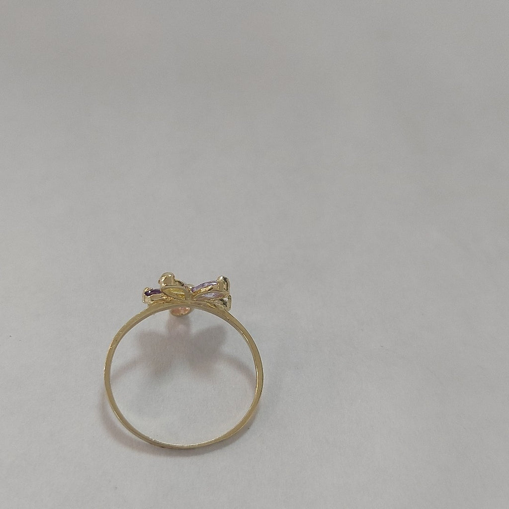 ANILLOS FLOR CON PIEDRAS DE COLOR 14K TALLA 7 1.4 GR (NUEVO)