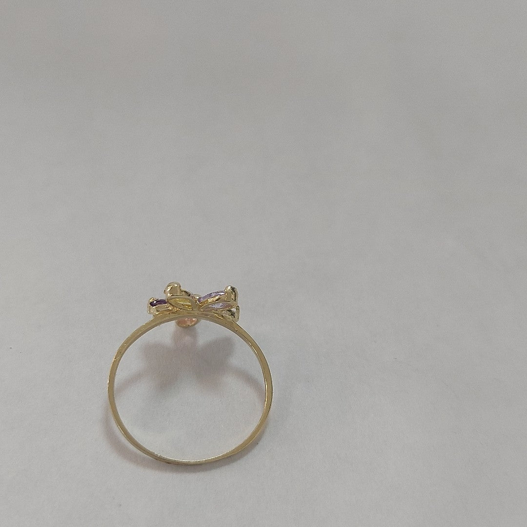 ANILLOS FLOR CON PIEDRAS DE COLOR 14K TALLA 7 1.4 GR (NUEVO)