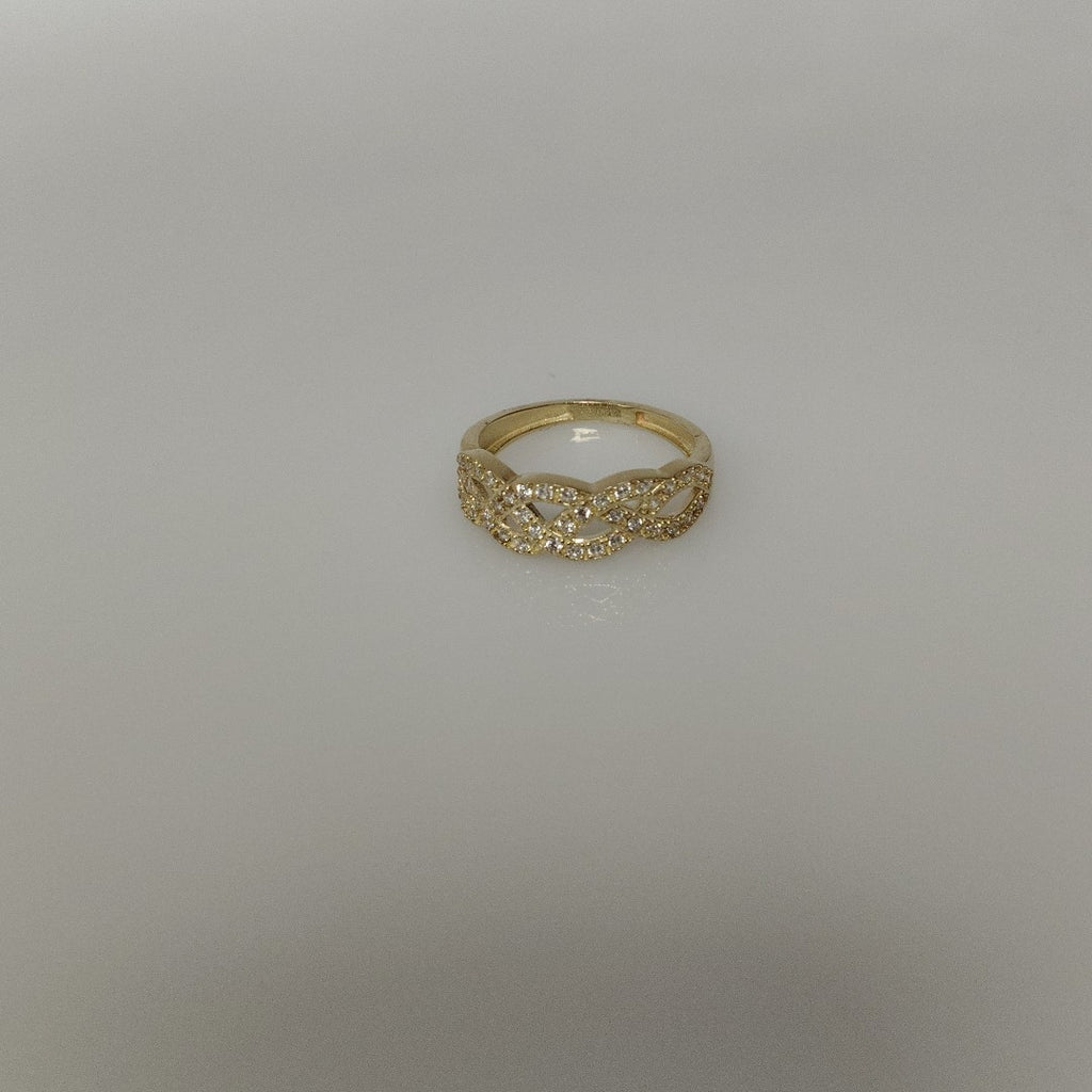 ANILLOS TRENZADO CON CIRCONIAS 14K TALLA 7 2.4 GR (NUEVO)