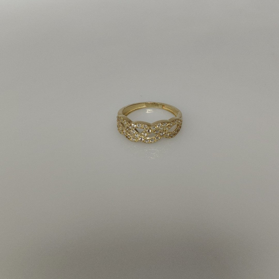 ANILLOS TRENZADO CON CIRCONIAS 14K TALLA 7 2.4 GR (NUEVO)