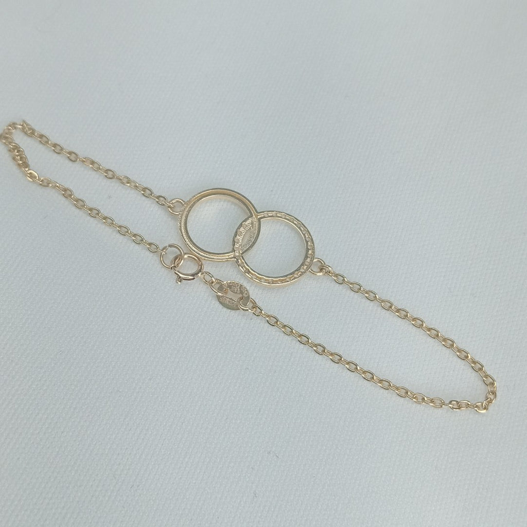 PULSERA TEJIDO ESPECIAL FIG AROS UNIDOS C CIRCS 14K 18 CM 2.1 GR (NUEVO)