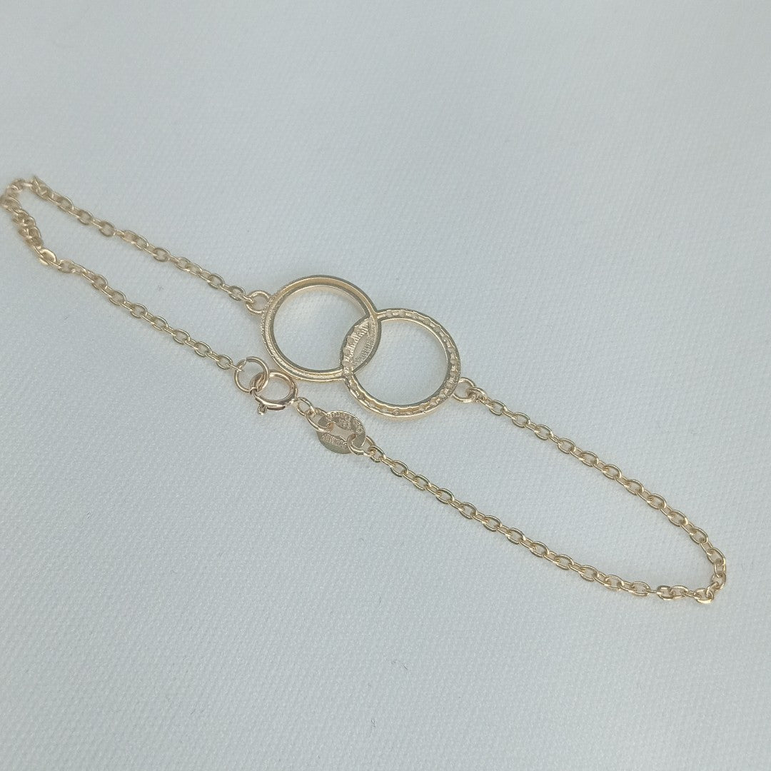 PULSERA TEJIDO ESPECIAL FIG AROS UNIDOS C CIRCS 14K 18 CM 2.1 GR (NUEVO)