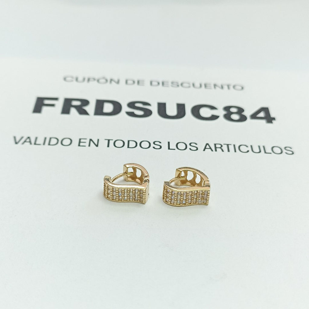 ARETES ARRACADAS CORAZON C CIRCONIAS 14K 2.1 GR (NUEVO)