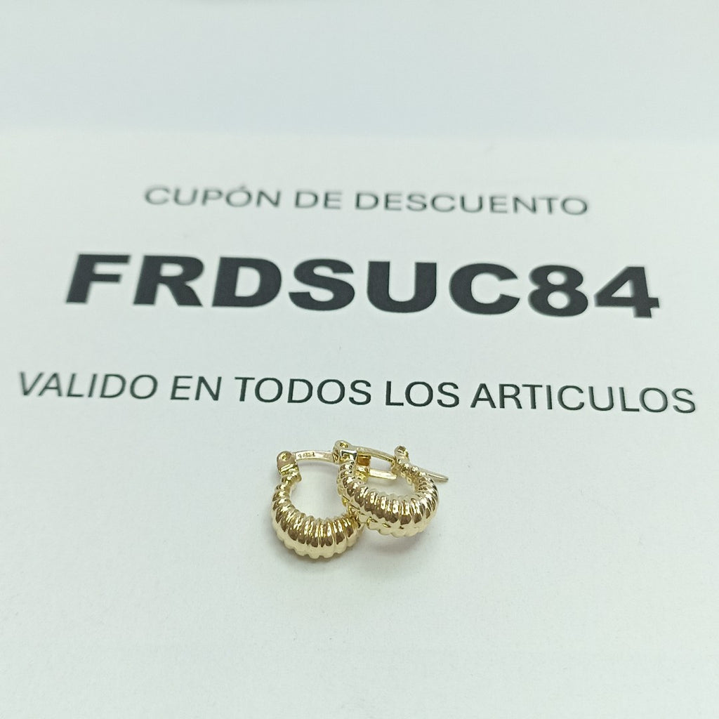 ARETES ARRACADA ESTRIADAS 14K 1.1 GR (NUEVO)