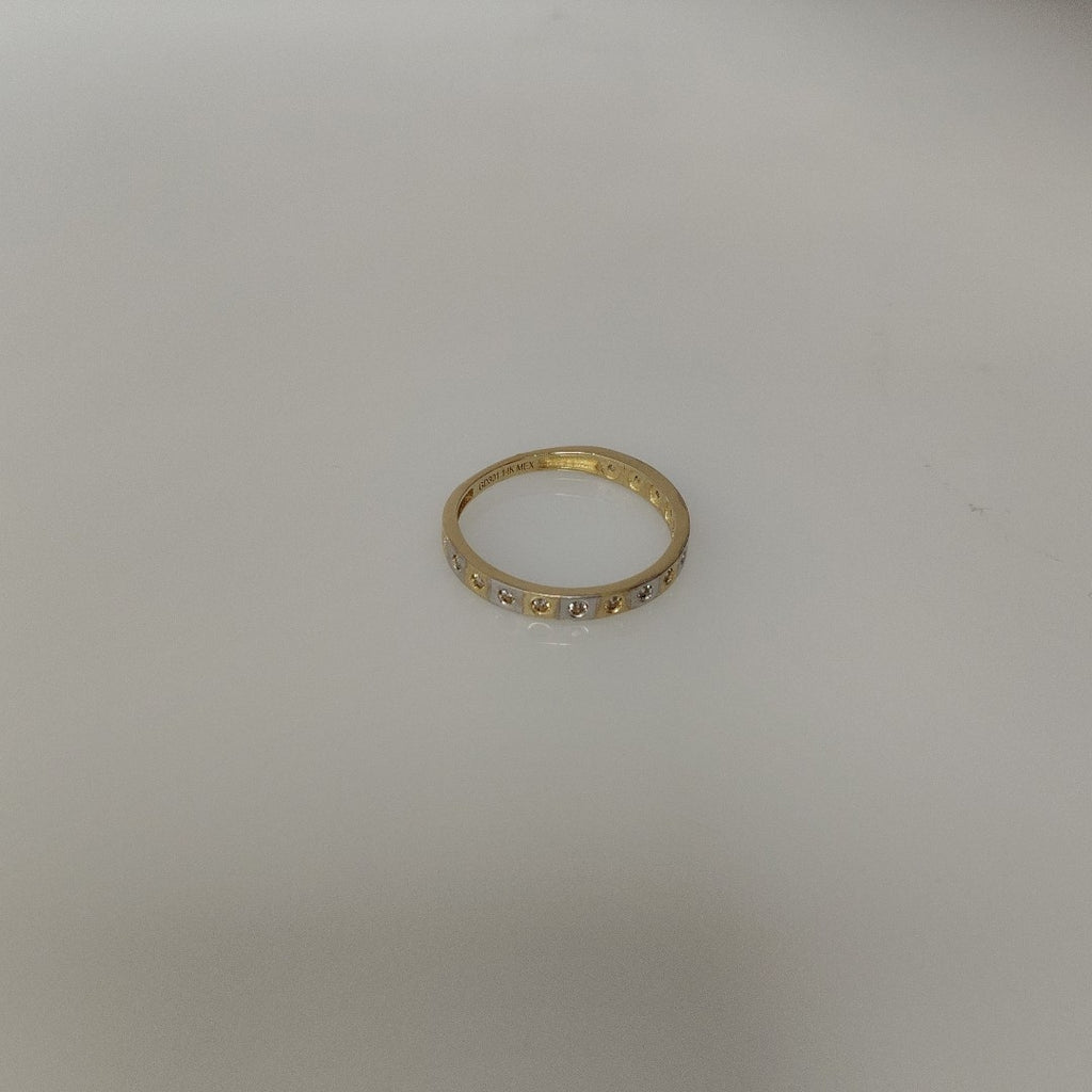 ANILLO ANILLITO C CIRCONIAS COMBINADO 14K 8 TALLA 2 GR (NUEVO)