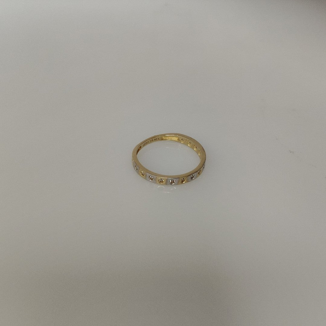 ANILLO ANILLITO C CIRCONIAS COMBINADO 14K 8 TALLA 2 GR (NUEVO)