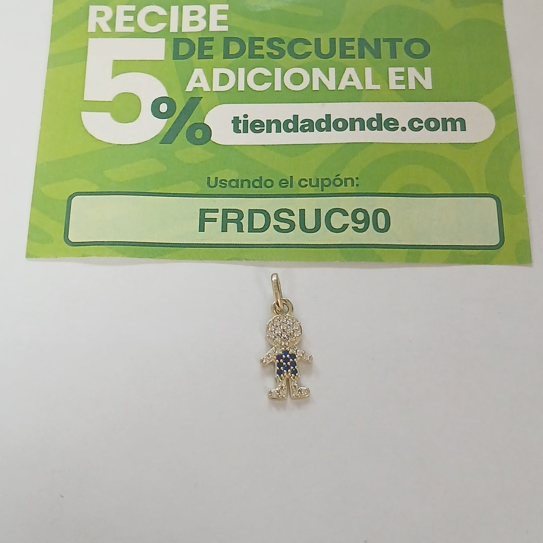 DIJE NIÑO CON CIRCONIAS Y PIEDRAS DE COLOR 10K 0.9 GR (NUEVO)