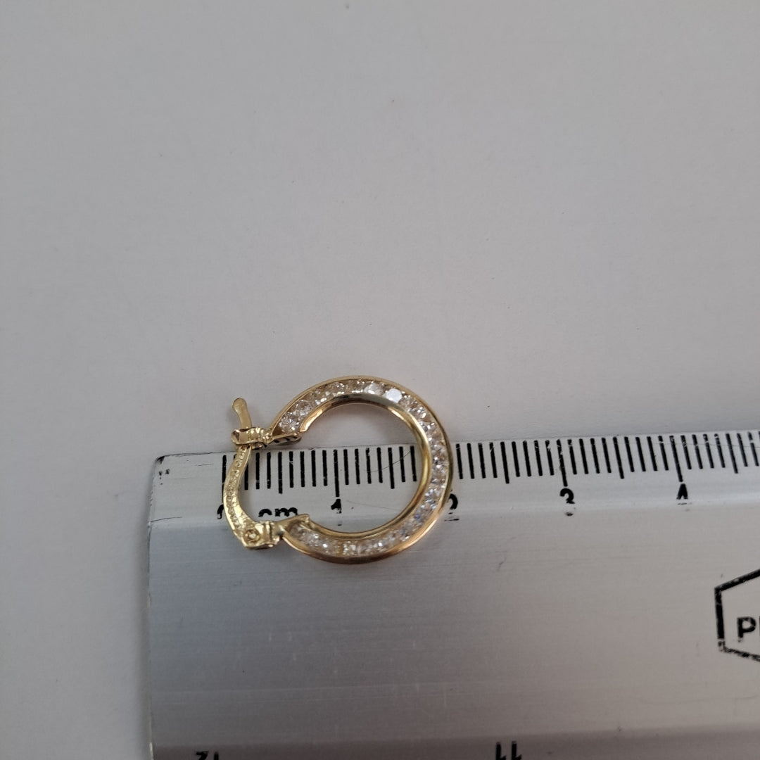 ARETES ARRACADAS CON CIRCONIAS 14K 2.4 GR (NUEVO)