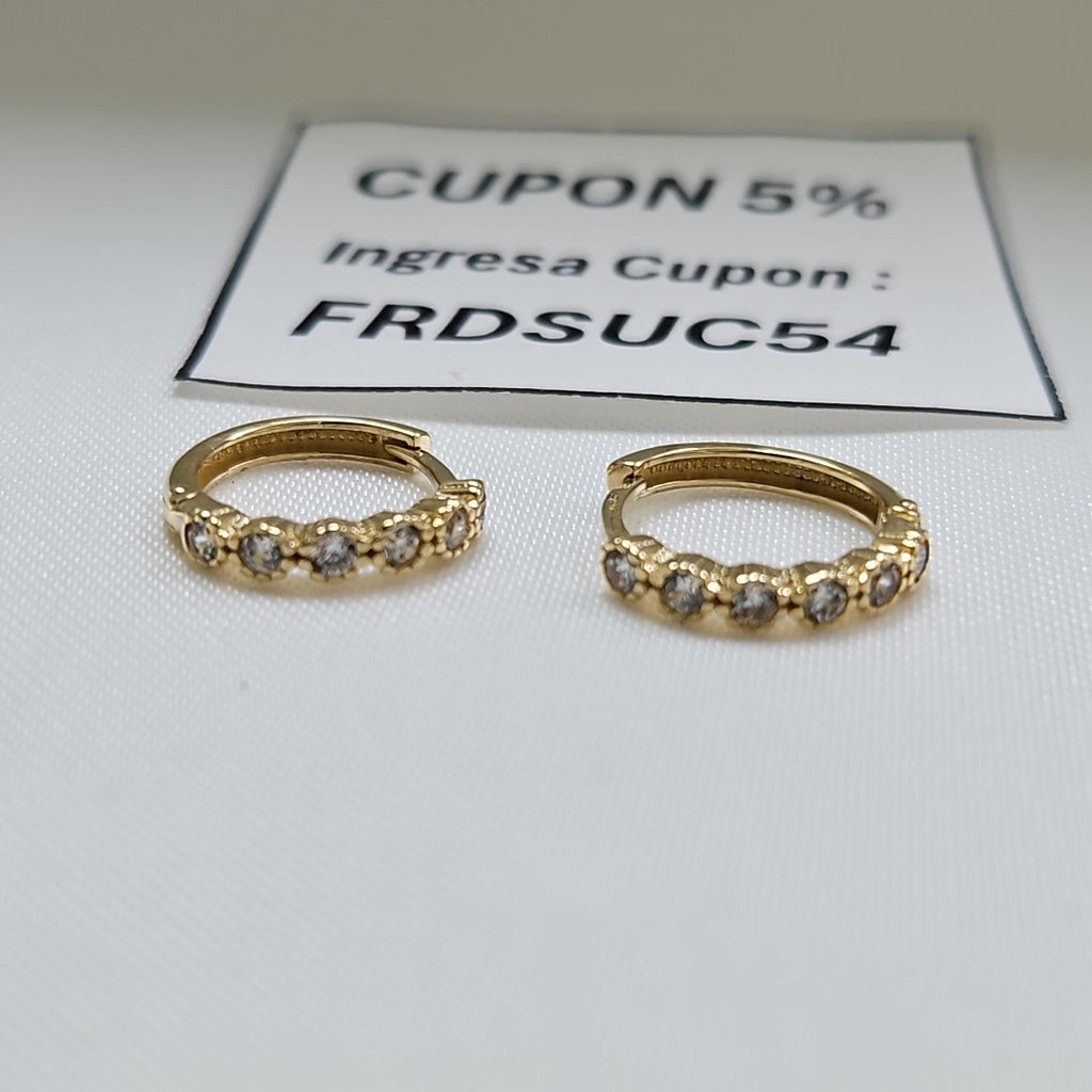 ARETES ARRACADA C CIRCONIAS 14K 2 GR (NUEVO)