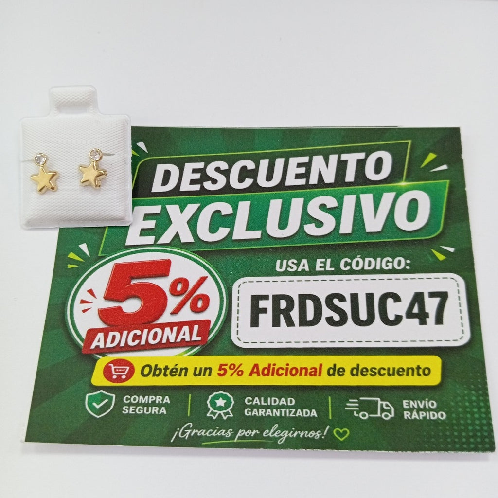 BROQUELES BROQUEL FIG ESTRELLA C CIRCONIA 14K 0.2603 GR (NUEVO)