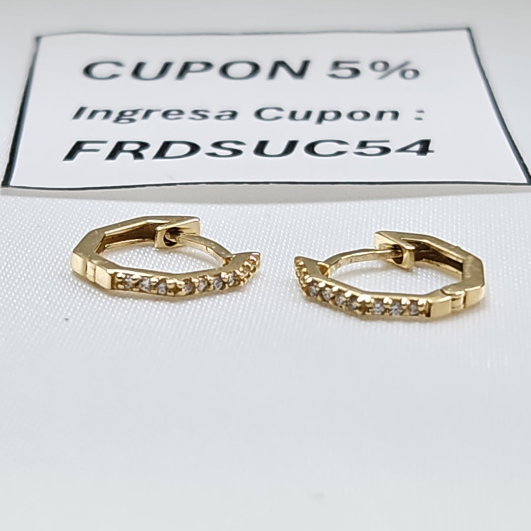 ARETES HUGIES C CIRCONIAS 14K 1.4 GR (NUEVO)