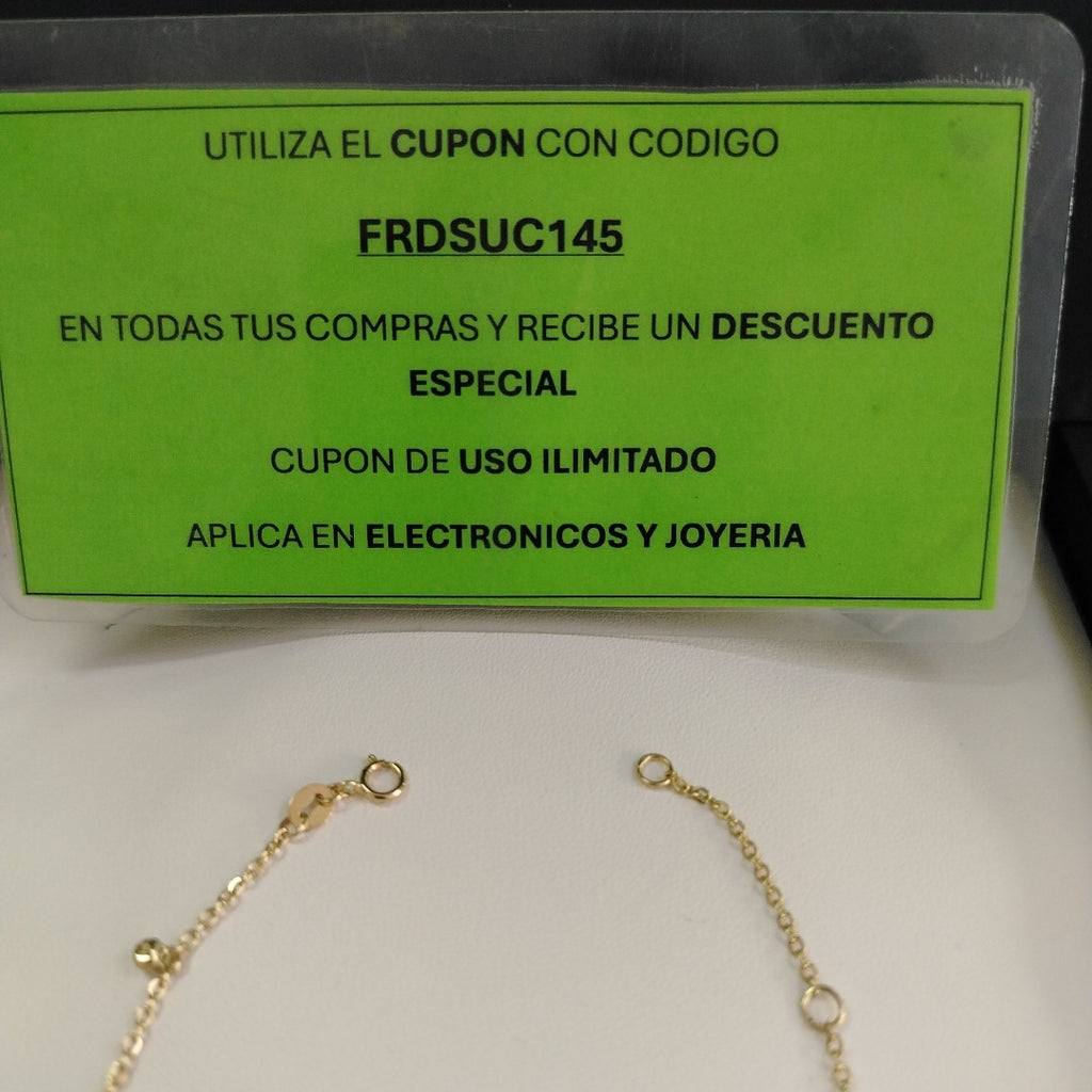 PULSERA ESPECIAL CON TREBOL 14K 18 CM 1.9 GR (NUEVO)