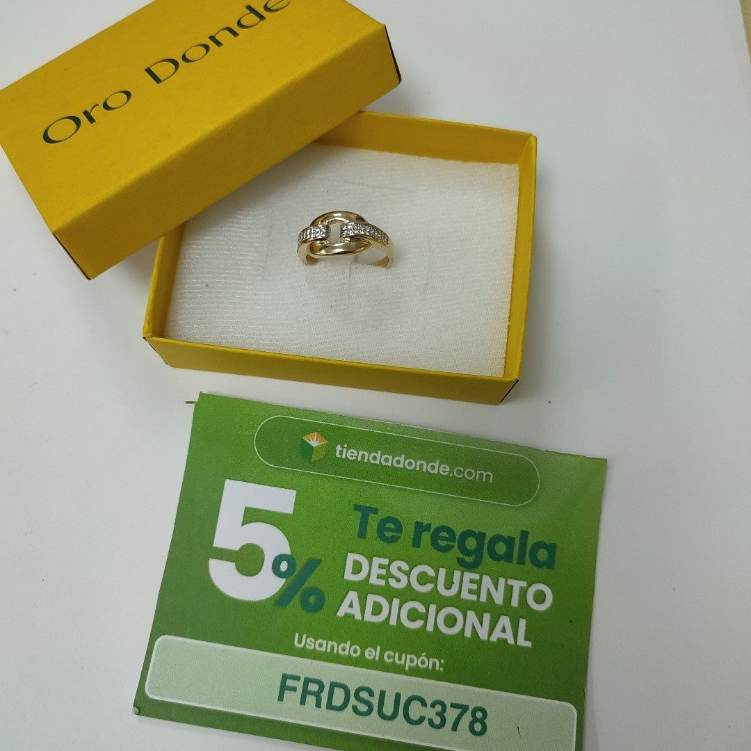 ANILLO ANILLITO C CIRCONIAS 10K 8.5 TALLA 2.8 GR (NUEVO)
