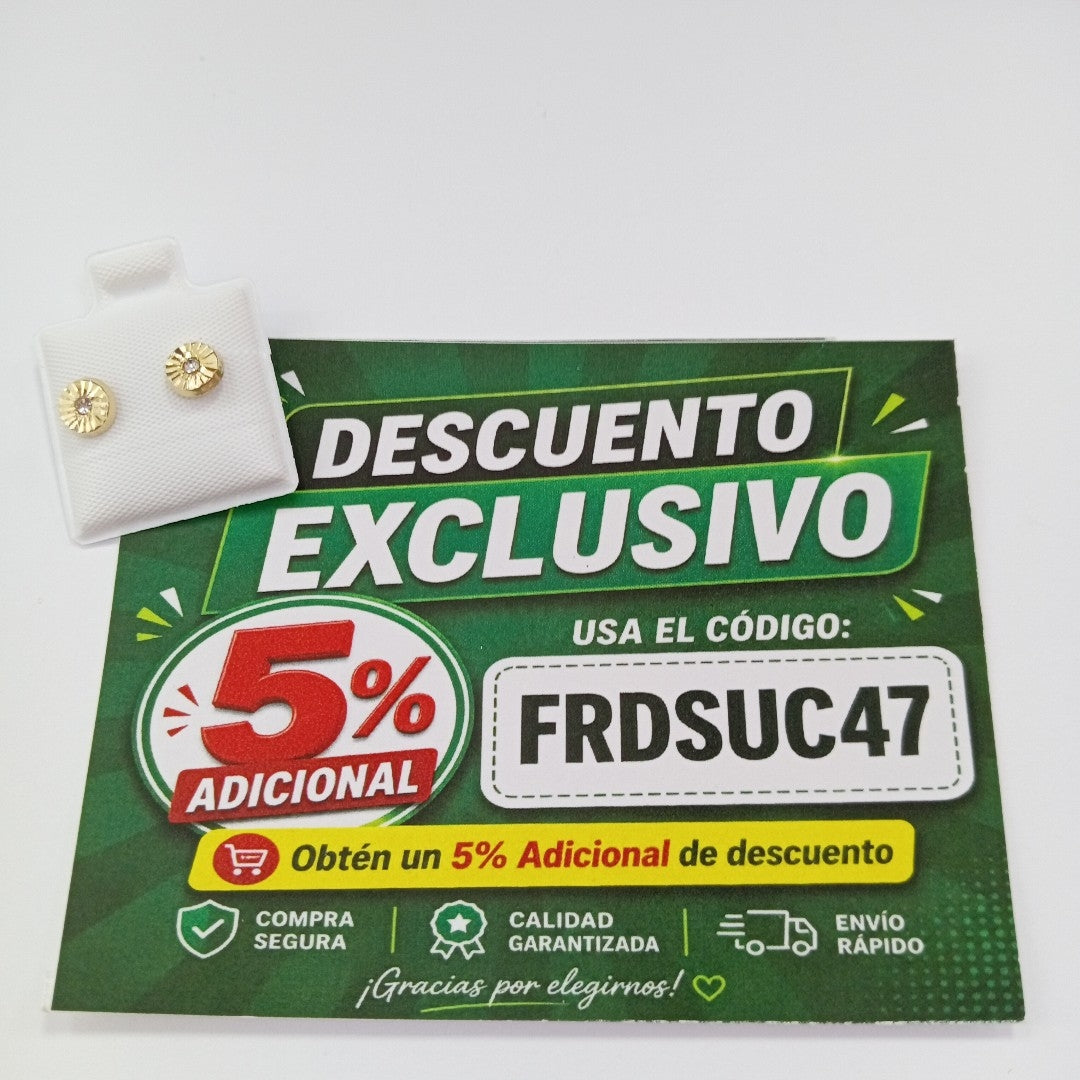 BROQUELES BROQUEL FIG BOTON C CIRCONIA 14K 0.2916 GR (NUEVO)