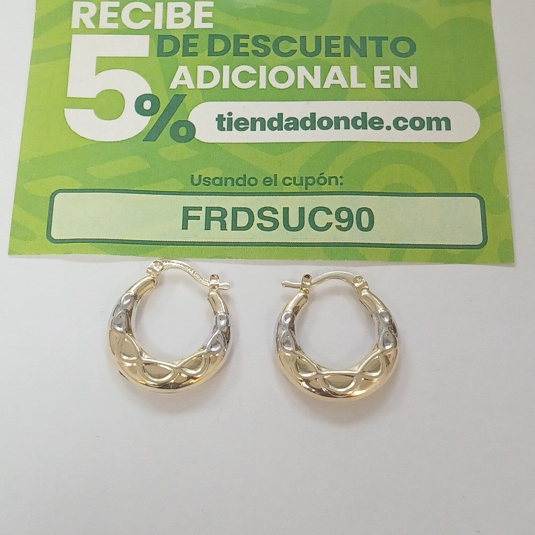 ARETES ARRACADAS COMBINADAS CON INFINITO 14K 2.2 GR (NUEVO)