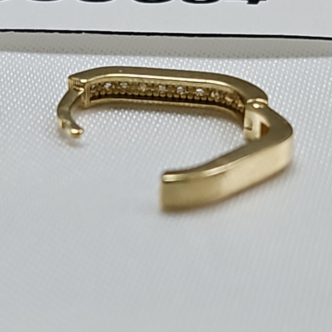 ARETES HUGGIES OVALADA C CIRCONIAS 14K 2.5 GR (NUEVO)