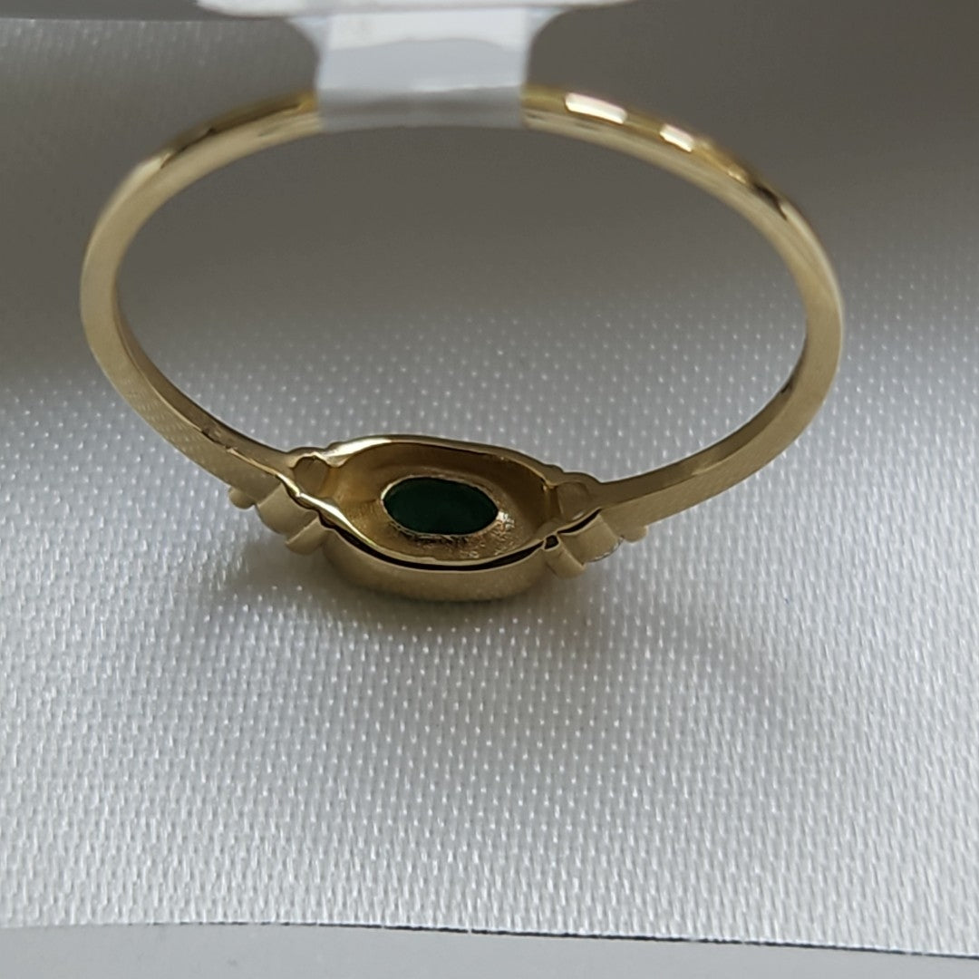 ANILLOS TEJIDO ANILLITO C CIRCONIAS Y PIEDRA VERDE 14K 9 1.2 GR (NUEVO)