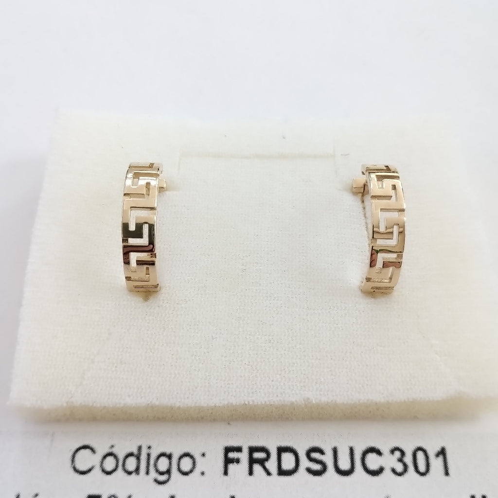 ARETES ARRACADA C GRECAS 14K 7.5 GR (NUEVO)
