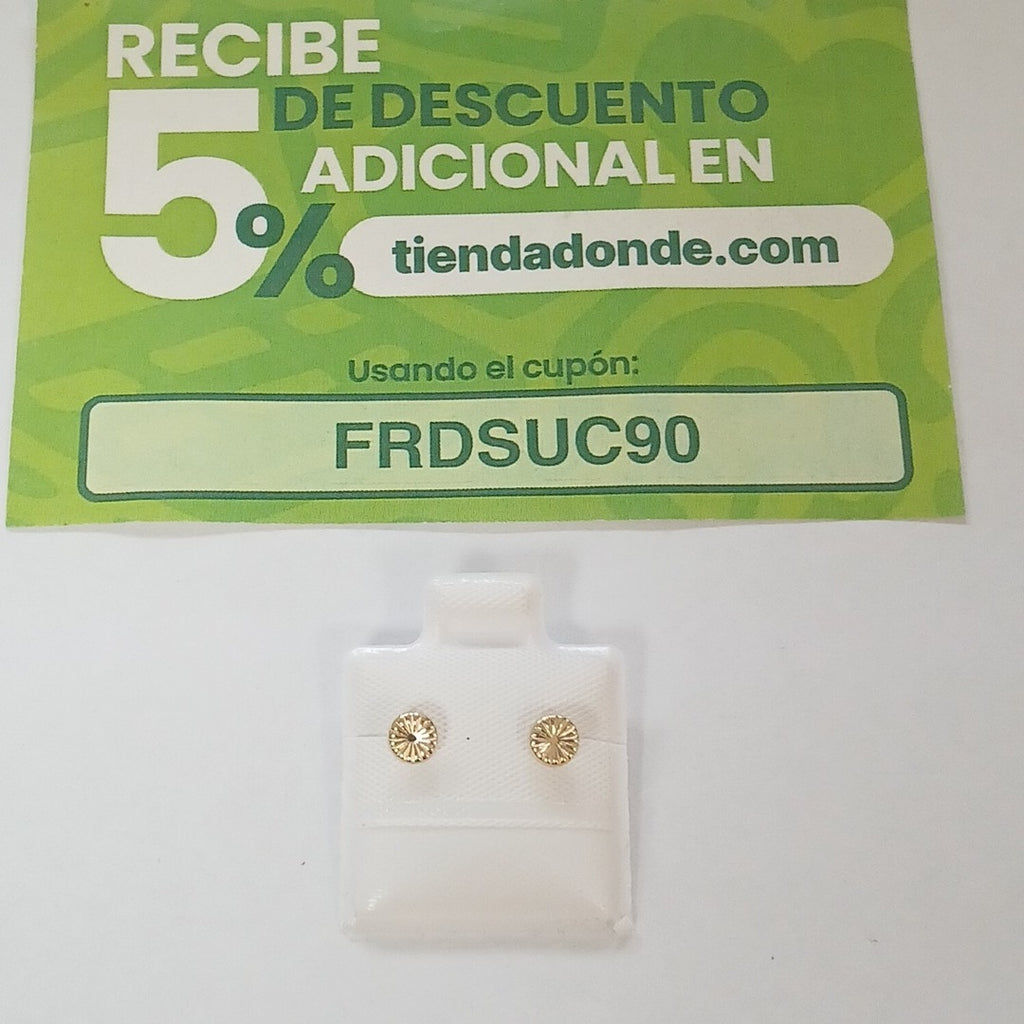 BROQUELES BROQUEL FIG BOTON RAYADO 14K 0.1577 GR (NUEVO)