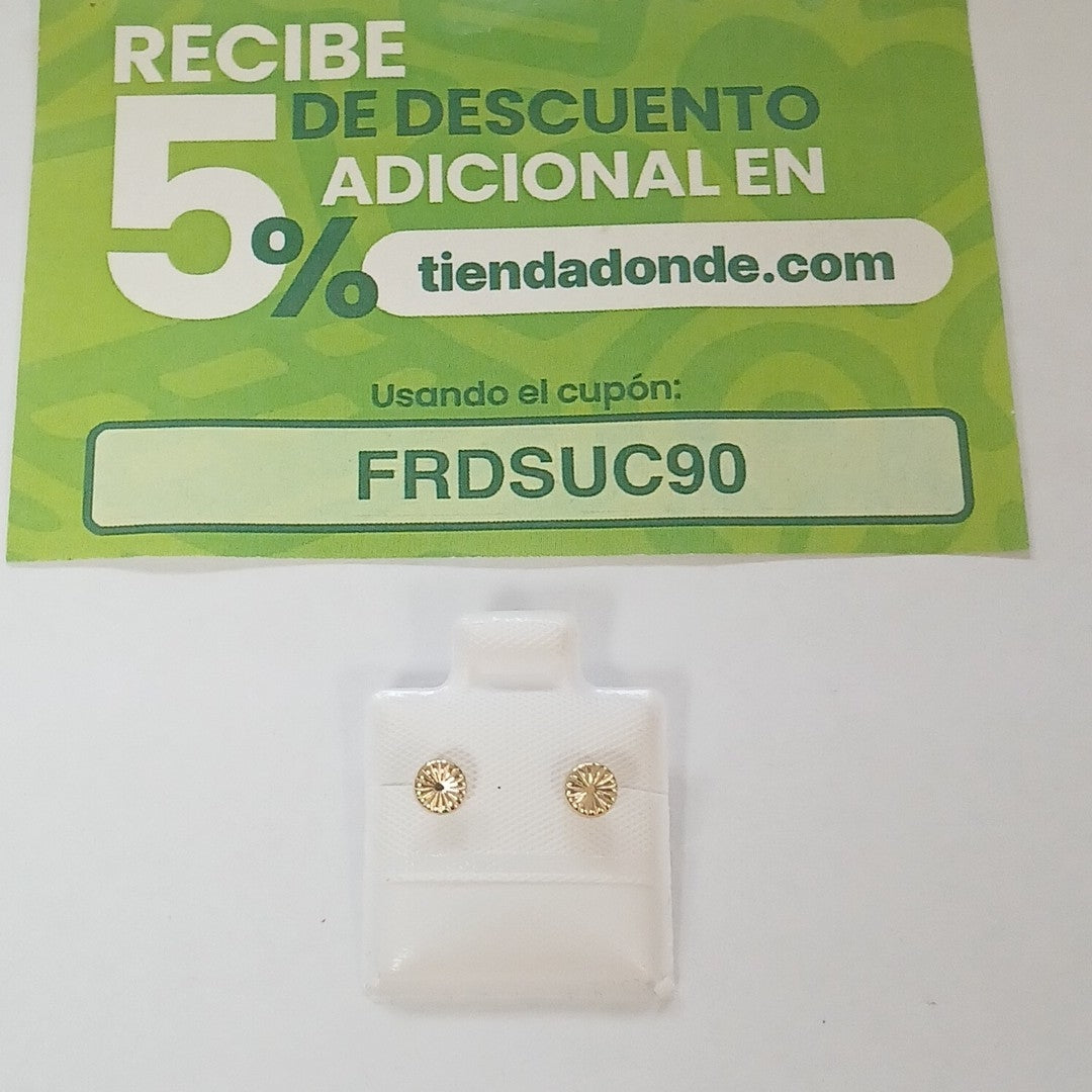 BROQUELES BROQUEL FIG BOTON RAYADO 14K 0.1577 GR (NUEVO)