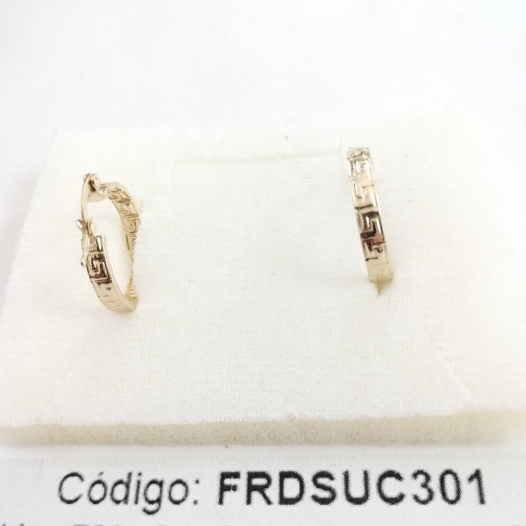 ARETES TEJIDO ARRACADAS TIPO GRECAS 14K 2 GR (NUEVO)