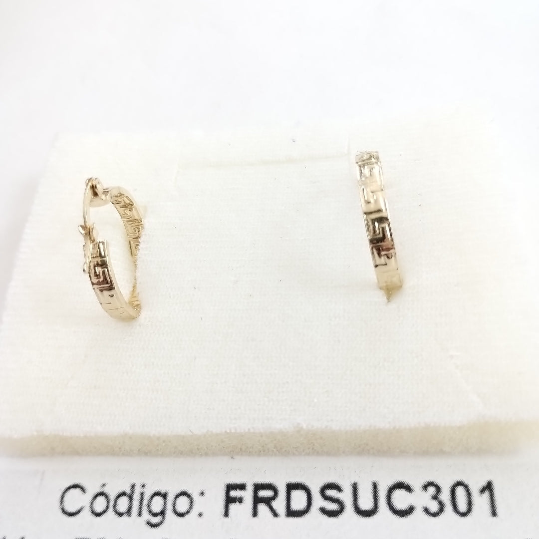 ARETES TEJIDO ARRACADAS TIPO GRECAS 14K 2 GR (NUEVO)