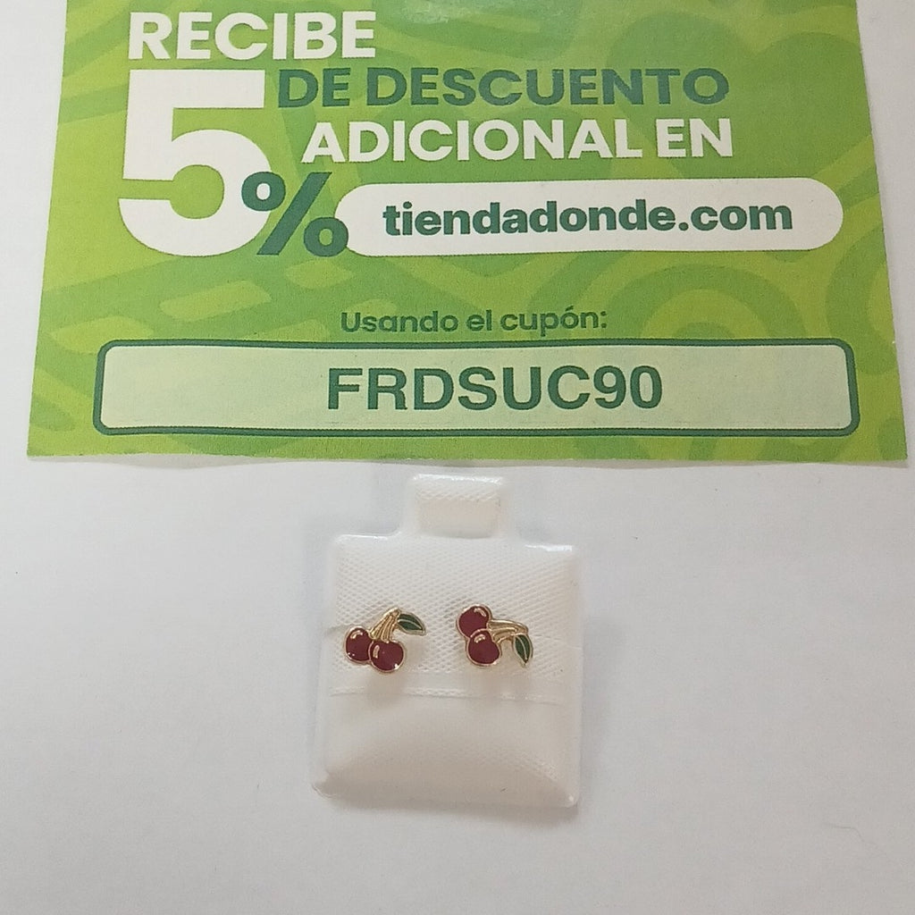 BROQUELES BROQUE FIG CEREZA C ESMALTE 14K 0.2203 GR (NUEVO)