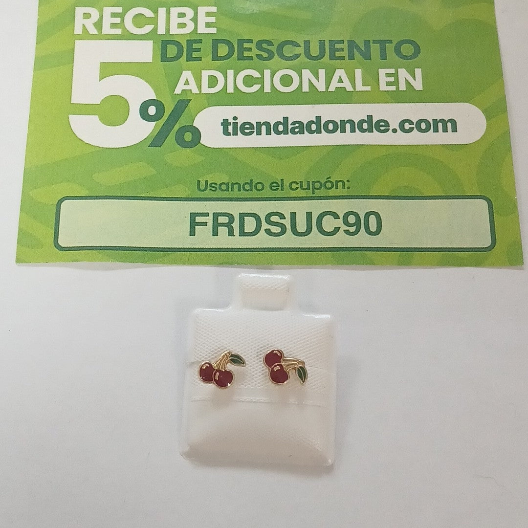 BROQUELES BROQUE FIG CEREZA C ESMALTE 14K 0.2203 GR (NUEVO)